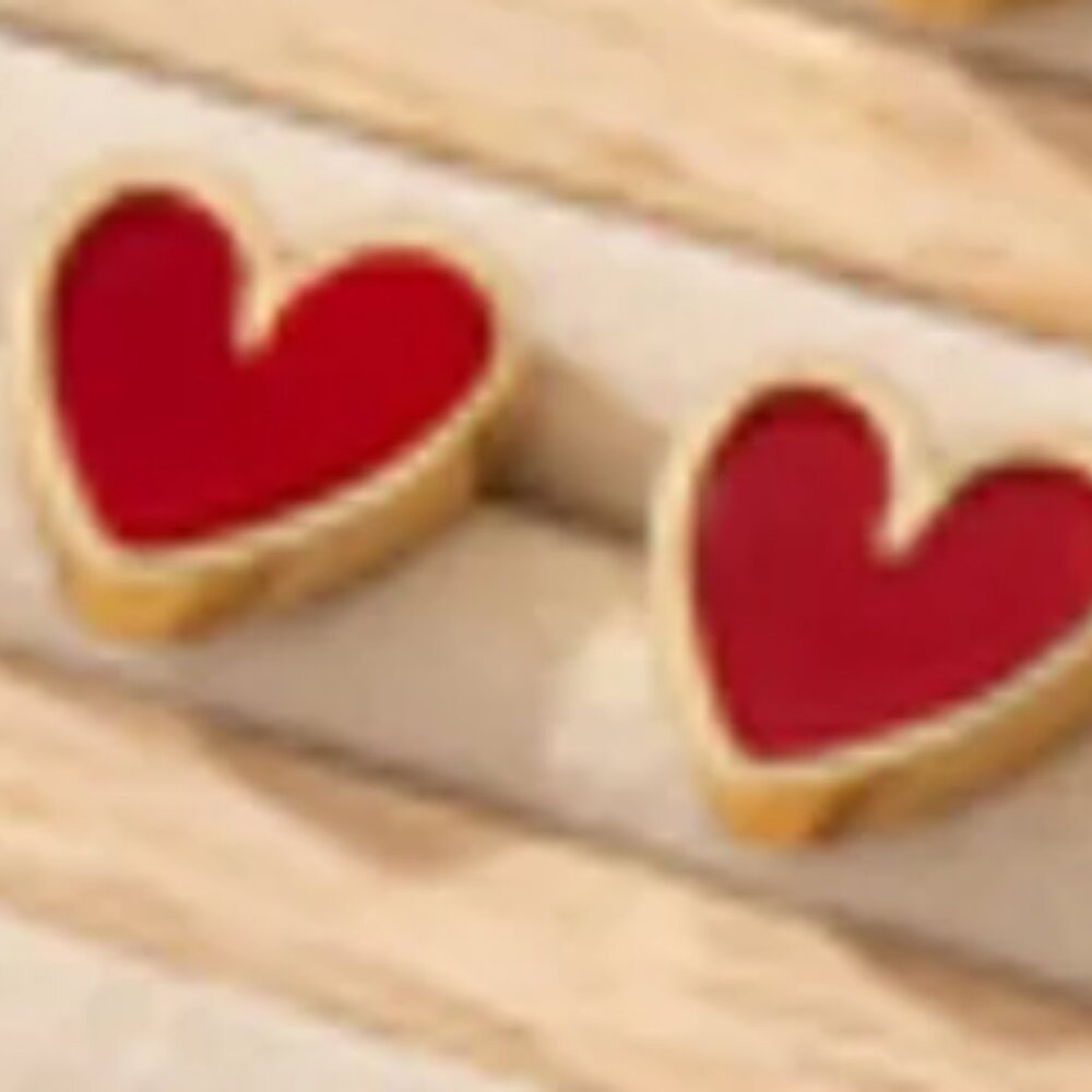 Heart-Shaped Red Earrings - Picture 3 of 5